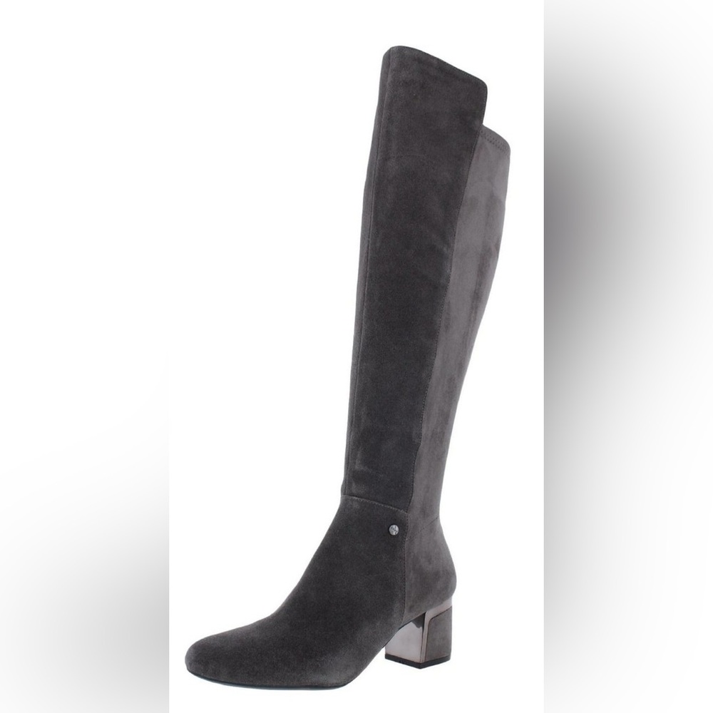 DKNY Cora Gray Steel Suede Over the Knee Boots Leather 8